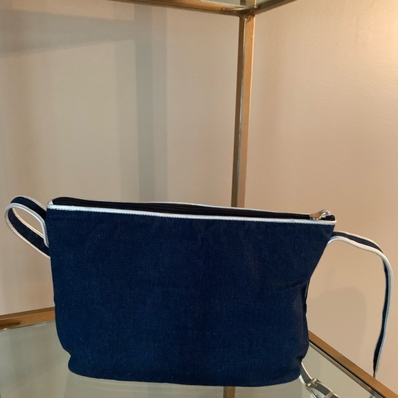 FENDI vintage denim adjustable bag with silver leather piping and rhinestones. - Picture 2 of 16